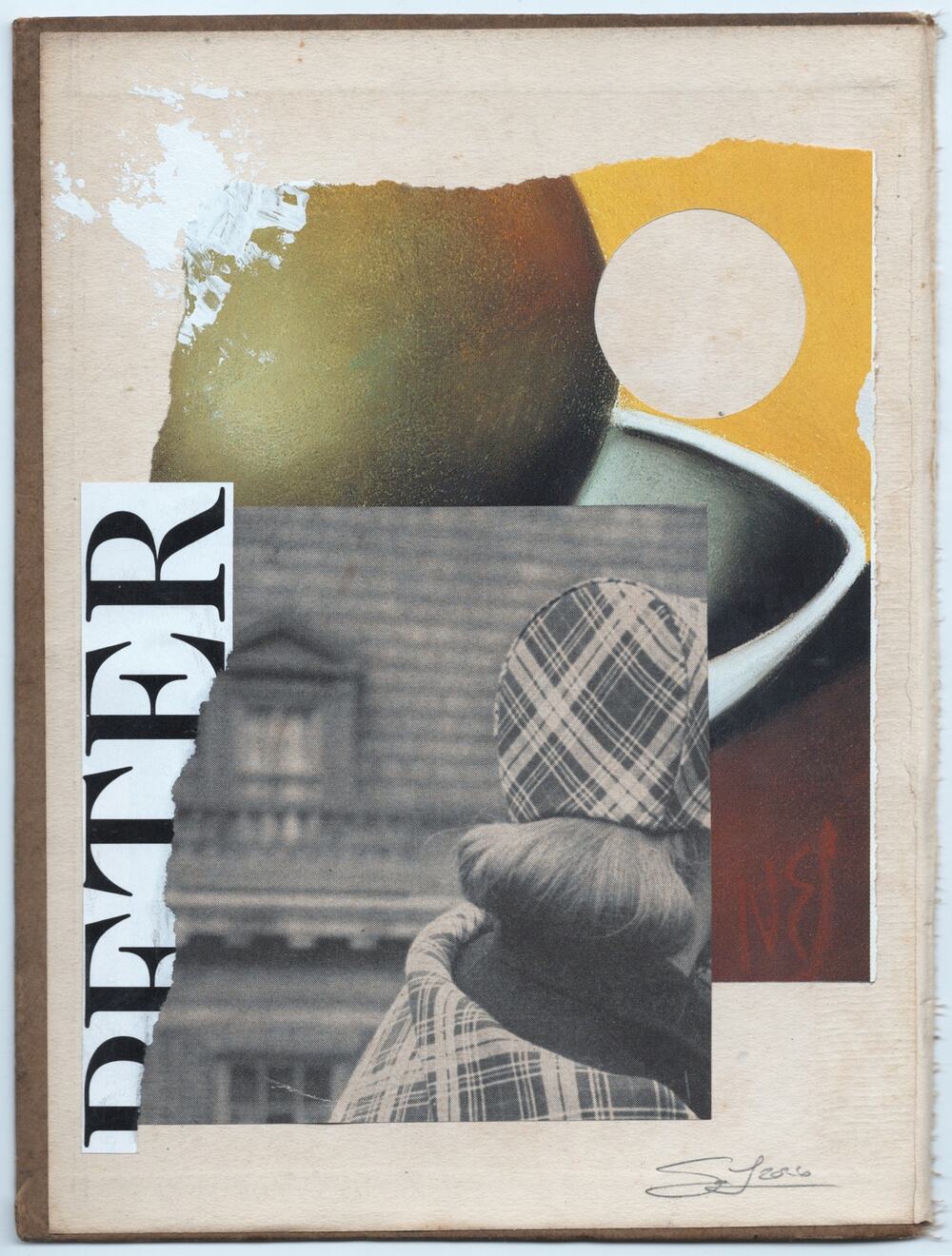 Original Mixed Media Modern Art Collage "Canthus" 6x8" Signed